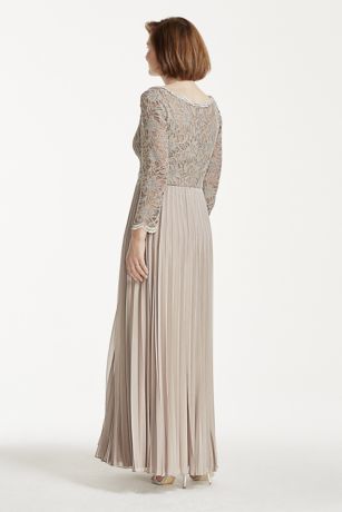 Long Lace and Chiffon Dress with Beaded Waist | David's Bridal