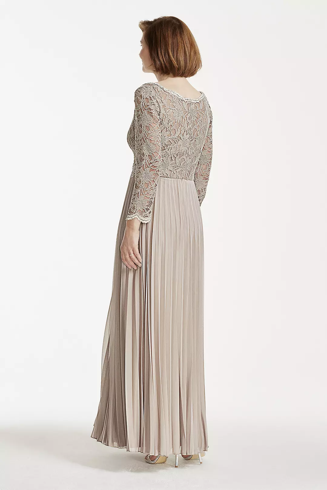 Long Lace and Chiffon Dress with Beaded Waist Image 2