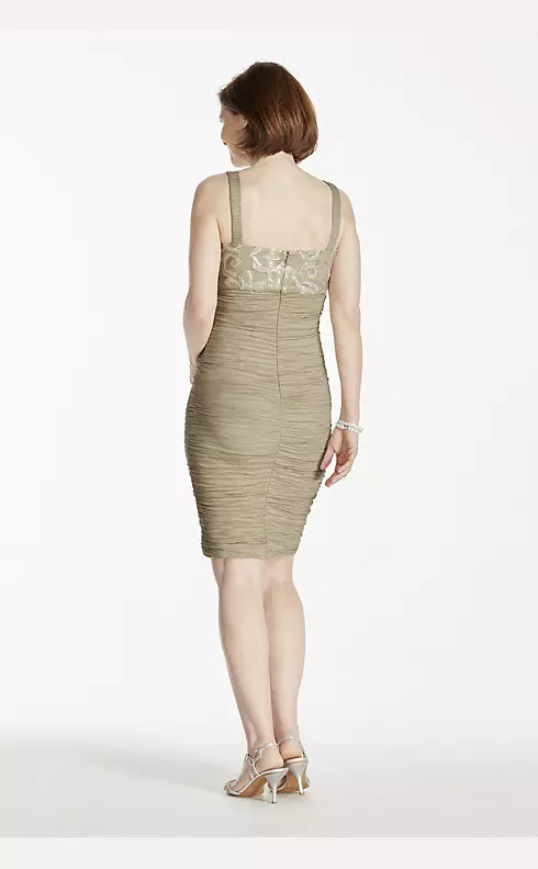 Short Taffeta Dress with 3/4 Sleeve Sequin Bolero Image 5