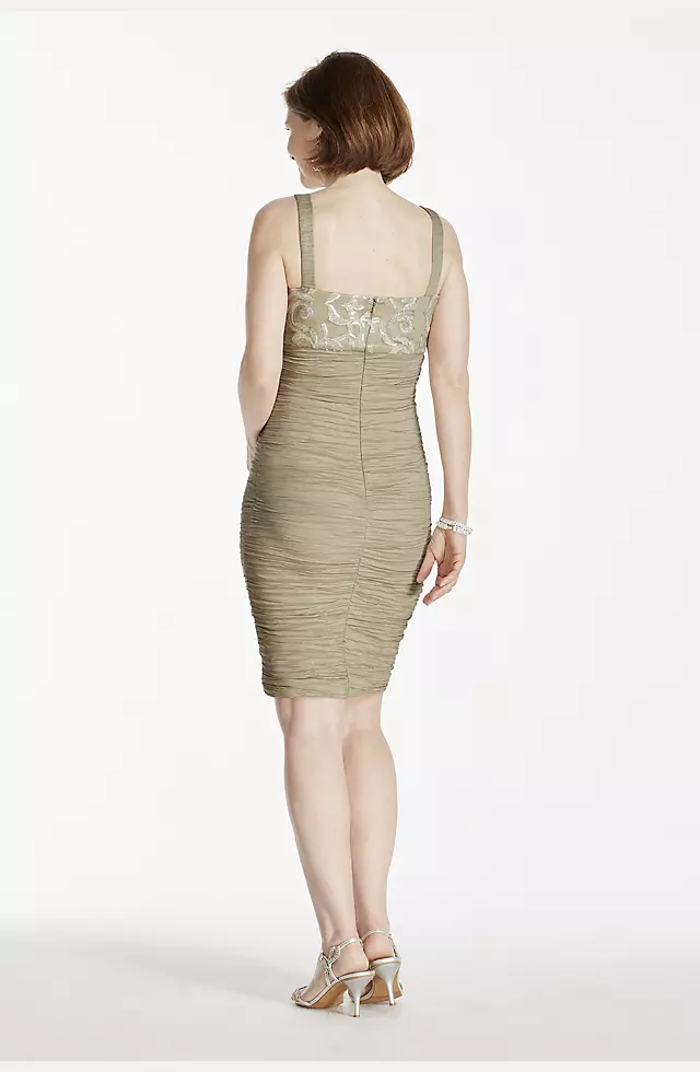 Short Taffeta Dress with 3/4 Sleeve Sequin Bolero Image 5