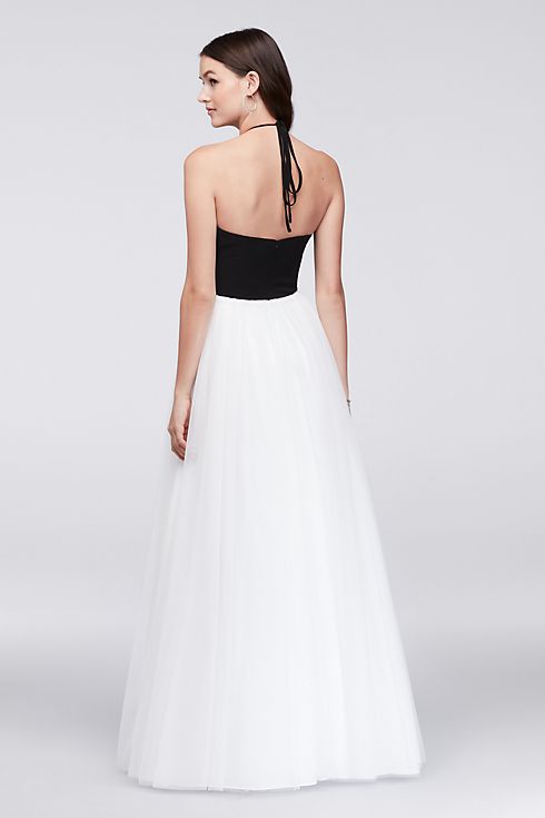 Appliqued Halter Ball Gown with Tulle Skirt  Image 2