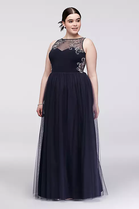 Beaded Illusion-Bodice Mesh Ball Gown Image 1