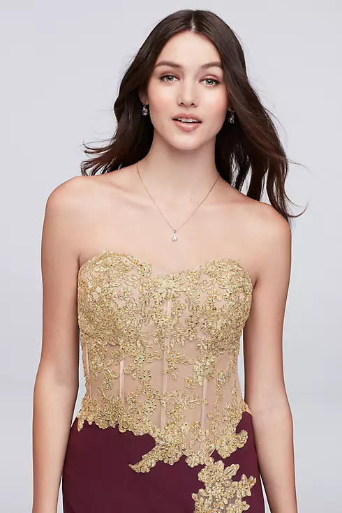 Appliqued Lace and Jersey Corset-Style Dress Image 3