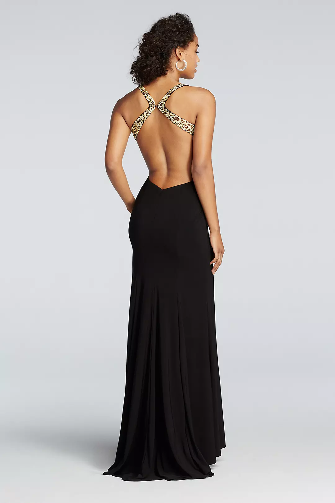 Beaded Cut Out Prom Dress with Side Slit Skirt | David's Bridal