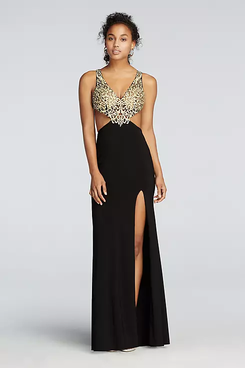 Beaded Cut Out Prom Dress with Side Slit Skirt Image 1