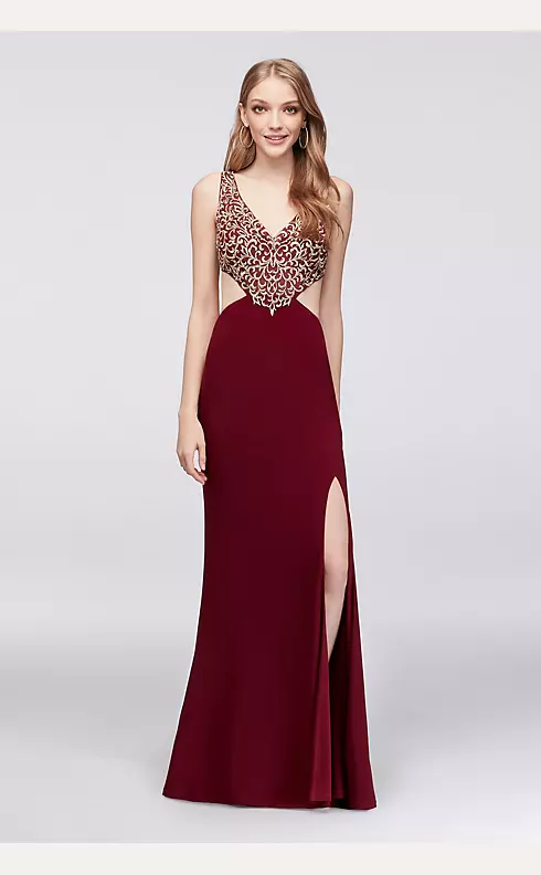 Jersey Halter Gown with Cutout Sides Image 1