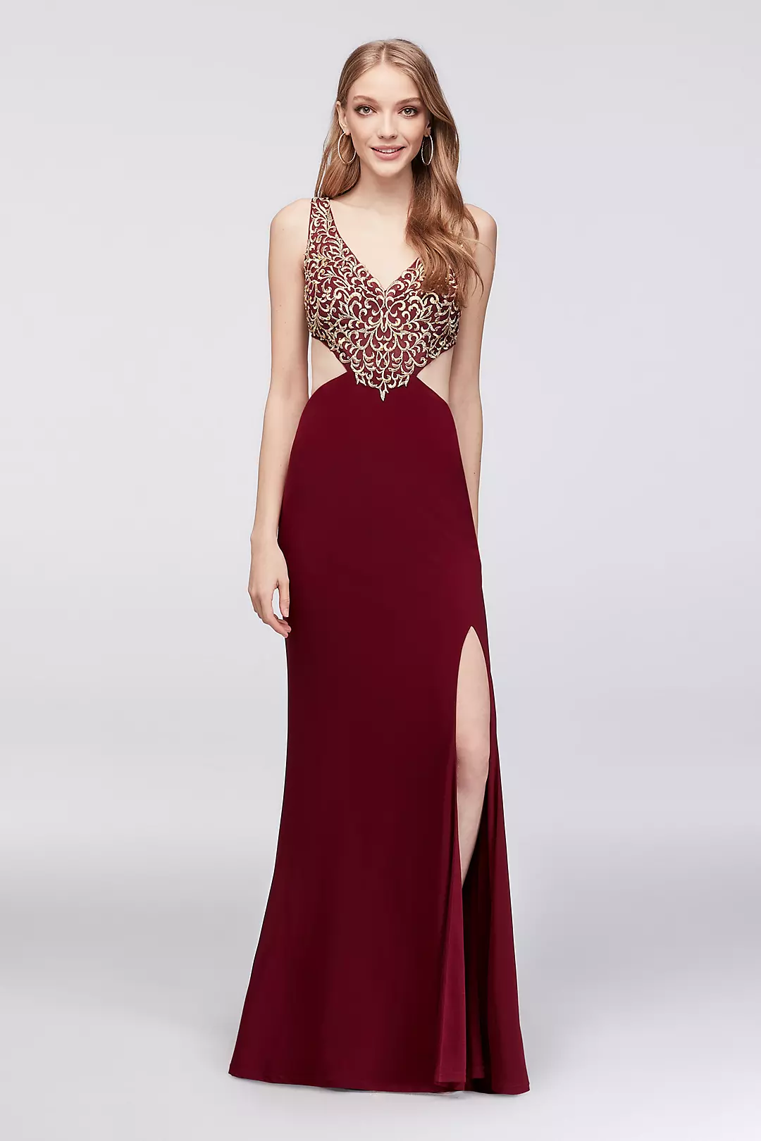 Jersey Halter Gown with Cutout Sides Image