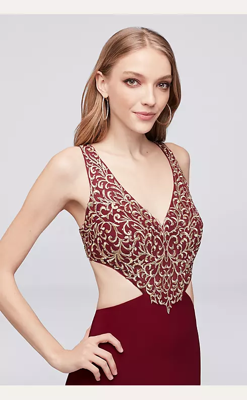 Jersey Halter Gown with Cutout Sides Image 3