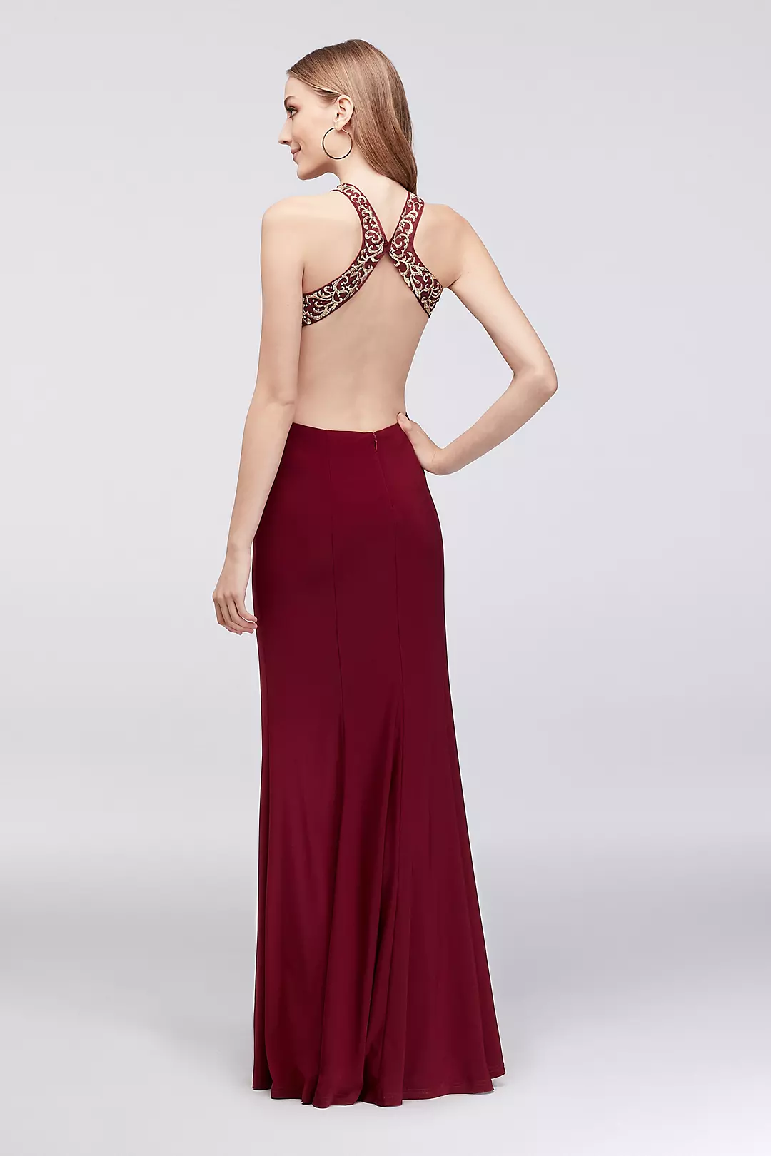 Jersey Halter Gown with Cutout Sides Image 2