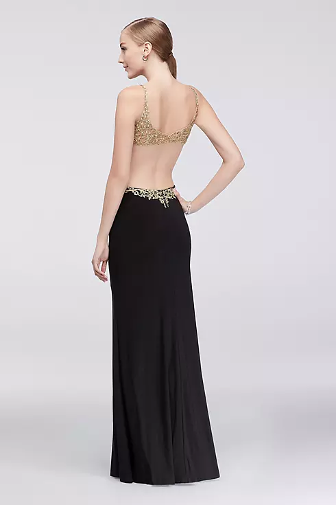 Open-Back Column Dress with Beaded Embroidery Image 2
