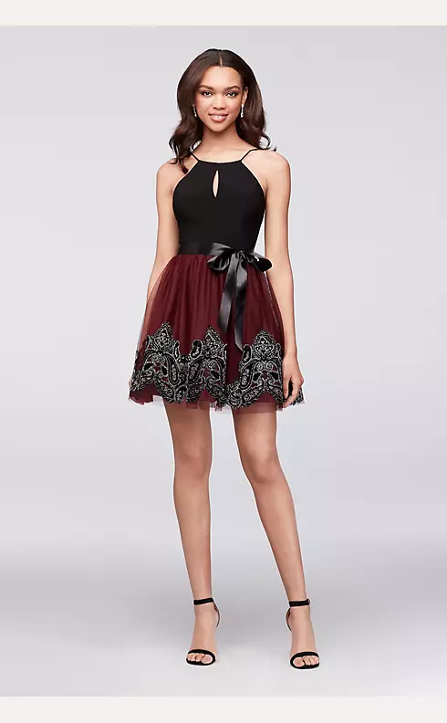 Jersey and Glitter-Print Tulle Dress  Image 1