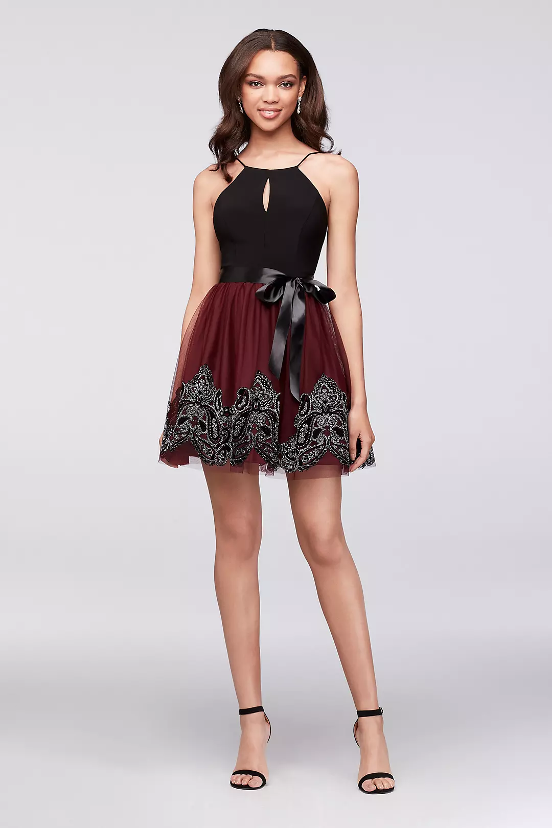Jersey and Glitter-Print Tulle Dress  Image