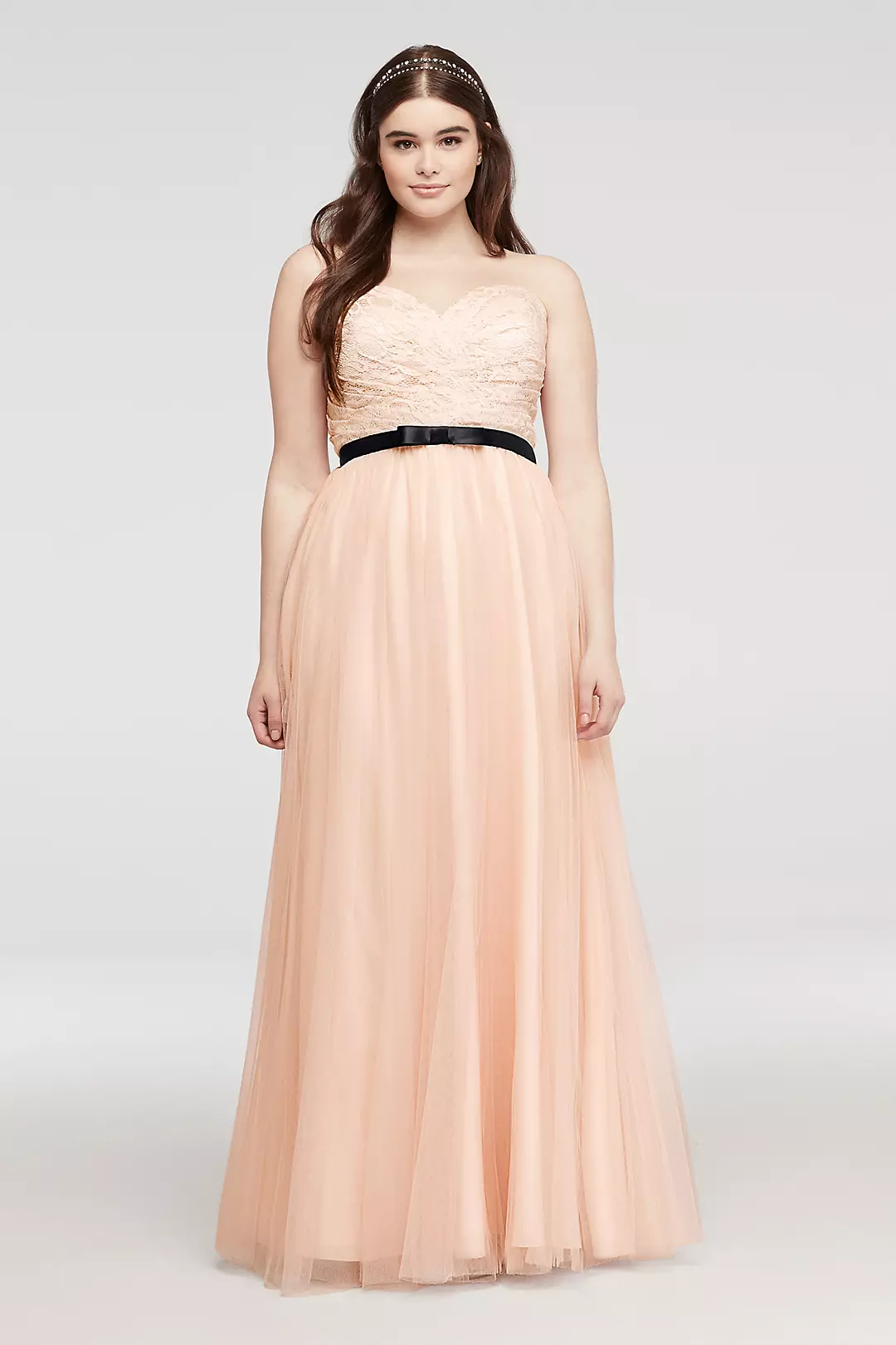 Strapless Tulle Prom Dress with Sash Image
