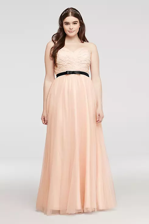 Strapless Tulle Prom Dress with Sash Image 1