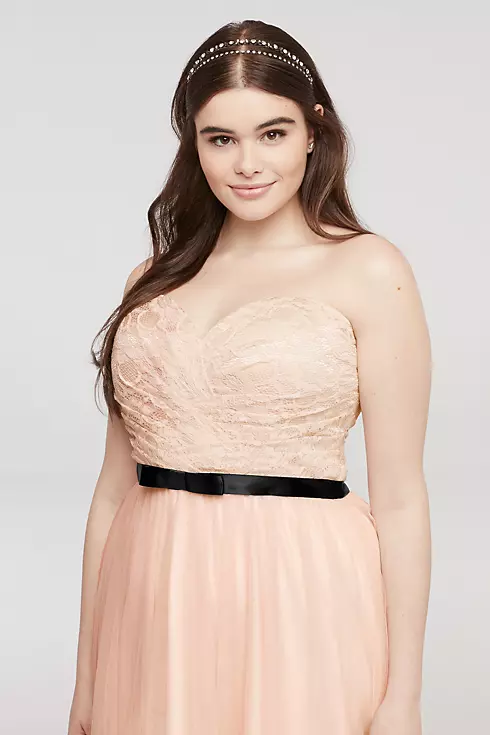 Strapless Tulle Prom Dress with Sash Image 3