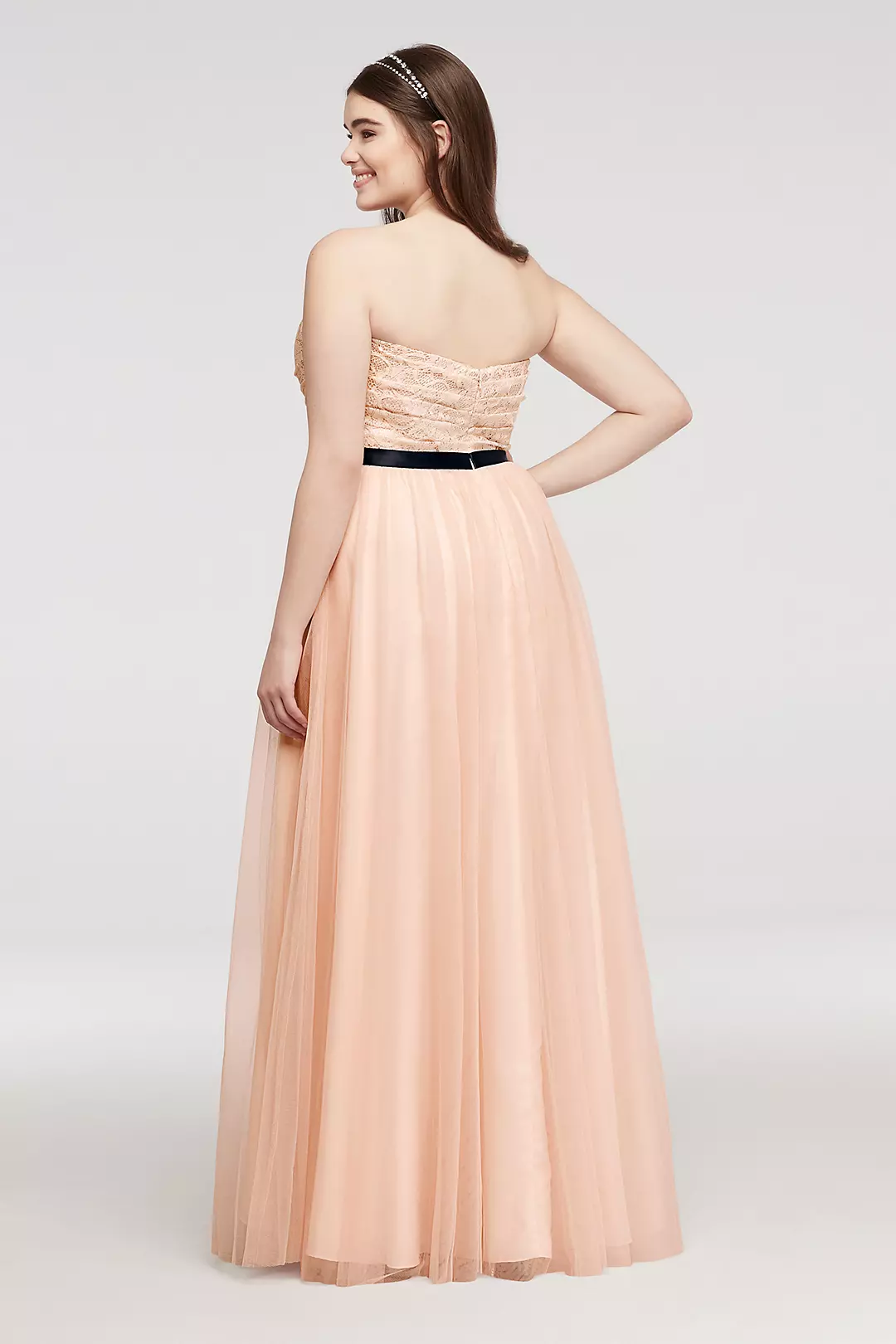 Strapless Tulle Prom Dress with Sash Image 2