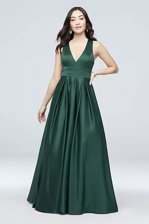 Satin Halter Gown with Bow Back Detail Image 1
