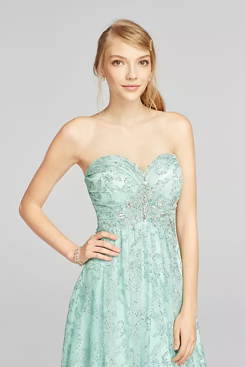 Strapless Glitter Tulle Prom Dress with Beading Image 3