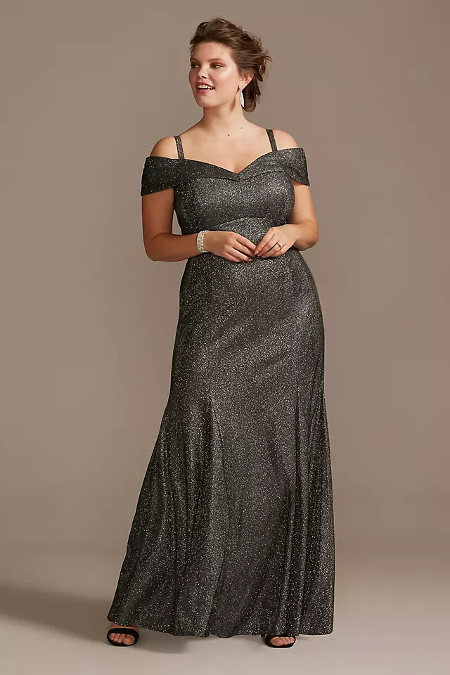 Off-the-Shoulder Metallic Mermaid Gown with Godets Image