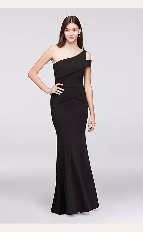 Stretch-Crepe One-Shoulder Gown with Cutout Detail Image 1