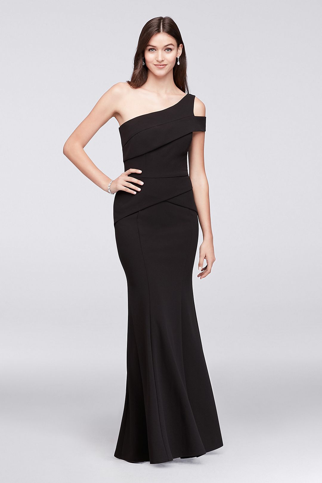 Stretch-Crepe One-Shoulder Gown with Cutout Detail Image 4