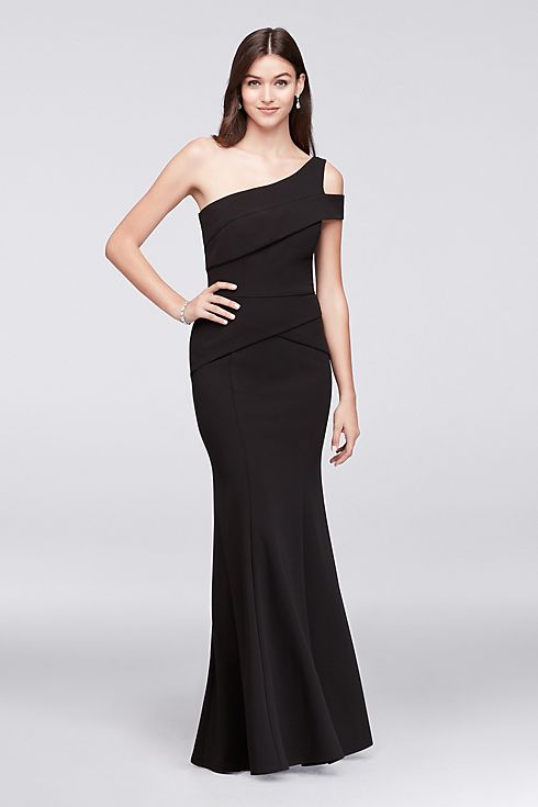 Stretch-Crepe One-Shoulder Gown with Cutout Detail Image