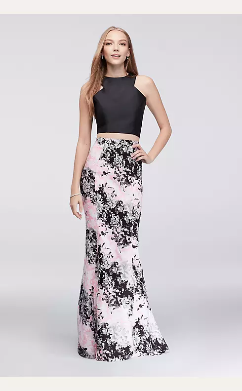 Cutaway Top and Floral Twill Two-Piece Dress Image 1