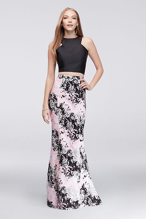 Cutaway Top and Floral Twill Two-Piece Dress Image