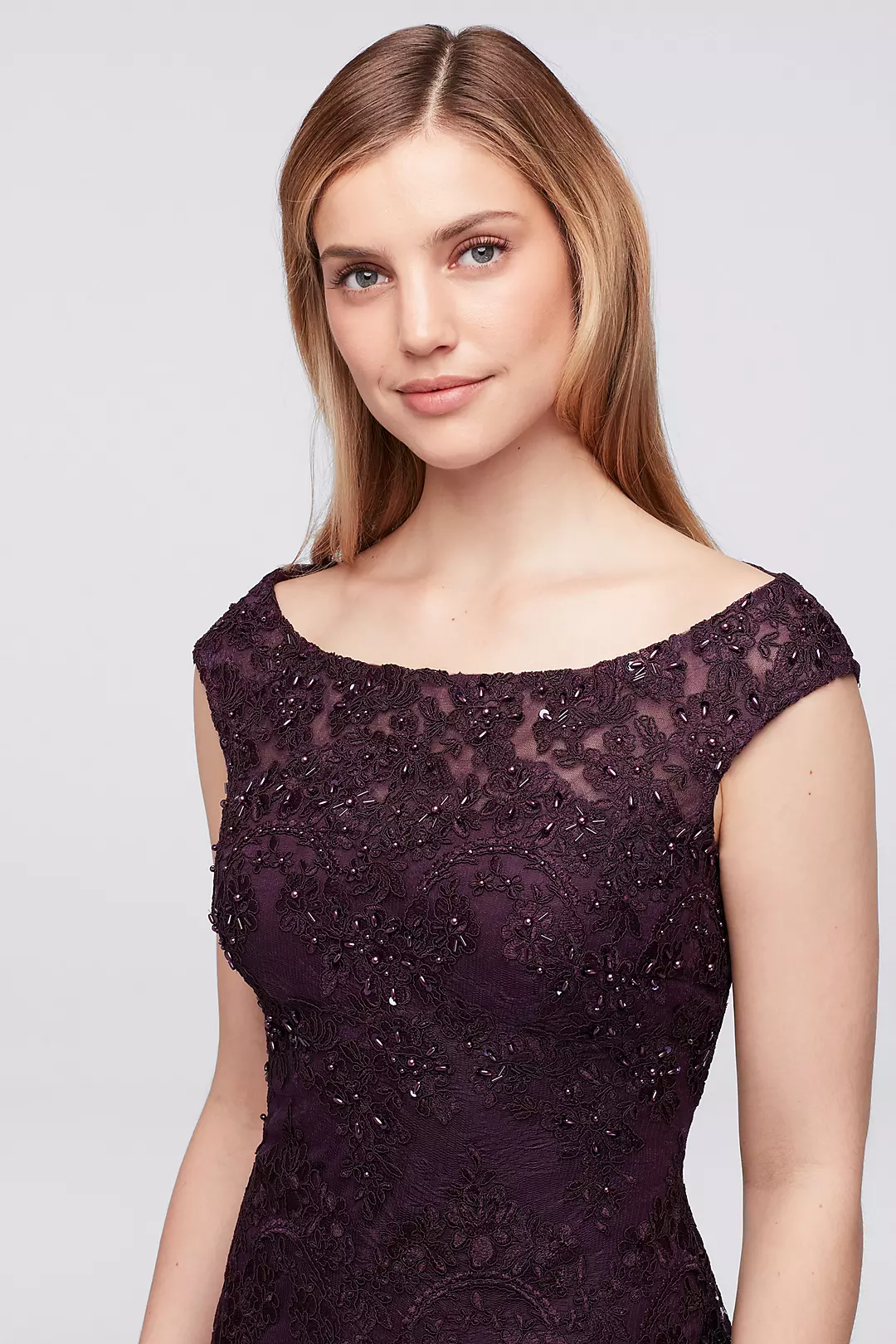 Embellished Floral Lace and Tulle Mermaid Dress Image 3