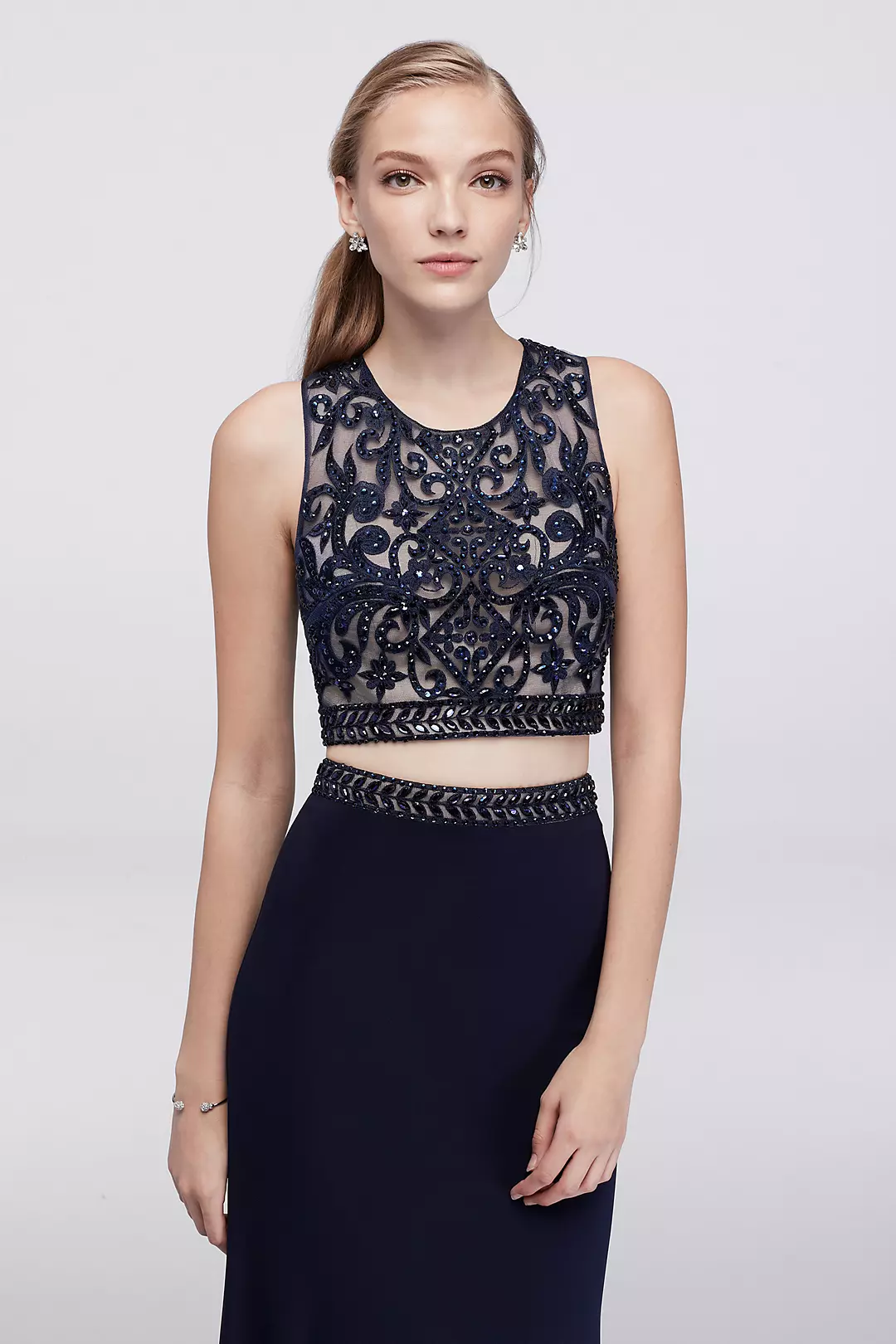 Embroidered Two-Piece Dress with Beading Image 3