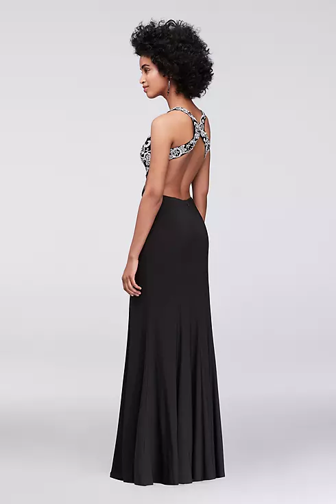 Embroidered Plunging V-Neck Gown with Cutout Sides Image 2
