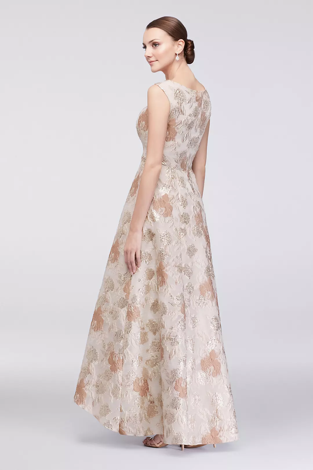 Brocade Tea-Length Dress with Crystal Belt Image 2