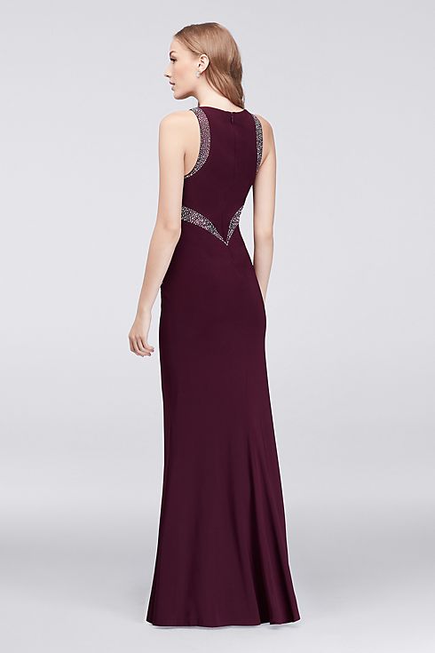Sleeveless Jersey Gown with Crystal Sides Image 4