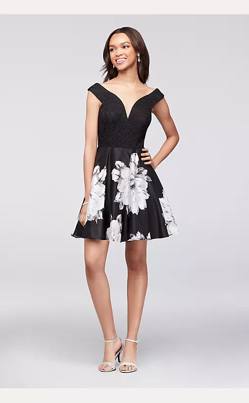 Off-the-Shoulder Sweetheart Fit-and-Flare Dress Image 1