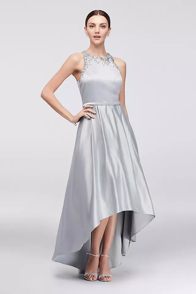 Beaded Satin High-Low Ball Gown Image