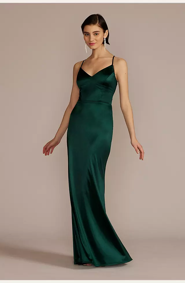 Green Satin Spaghetti Dress – Styched Fashion