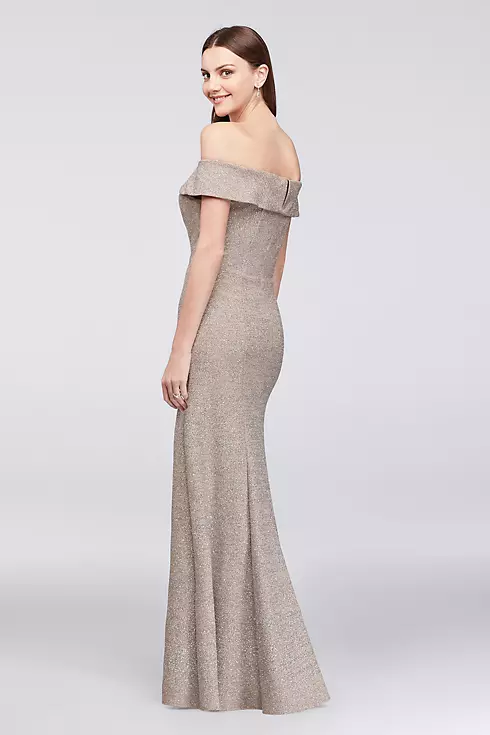 Off-the-Shoulder Glitter Knit Mermaid Gown Image 2