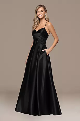 slim fit dress slacks Balloon-Sleeve Blue Formal Gown: Ladivine CD0101 Navy / 8