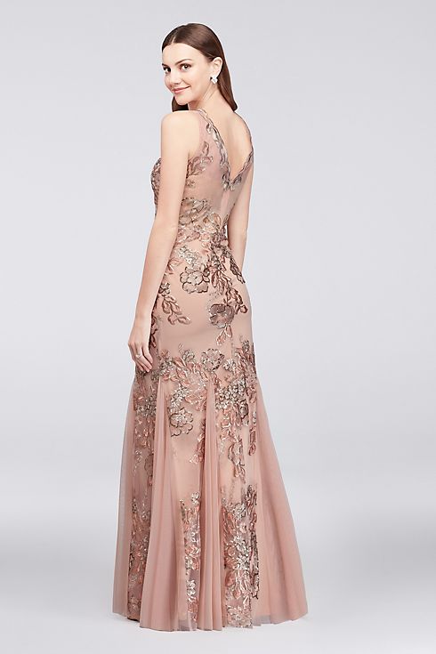 Embroidered Floral Sequin Mesh Mermaid Gown Image 2