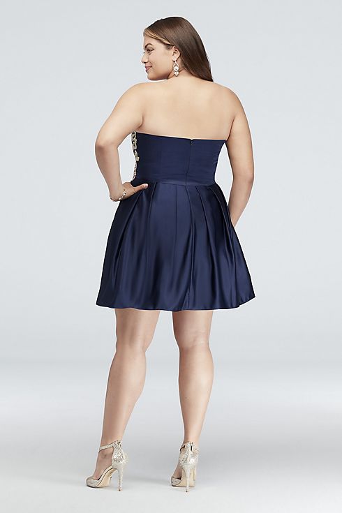 Appliqued Satin Fit-and-Flare Sweetheart Dress Image 2