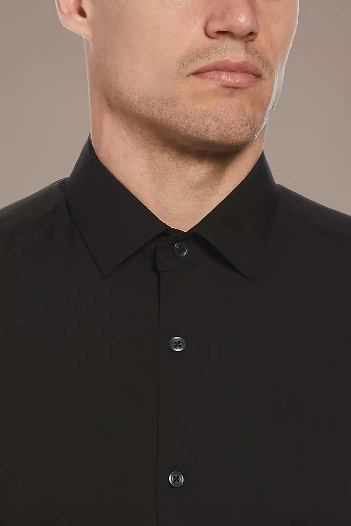 slim fit dress slacks Untucked Total Stretch Slim Fit Banded Collar Shirt