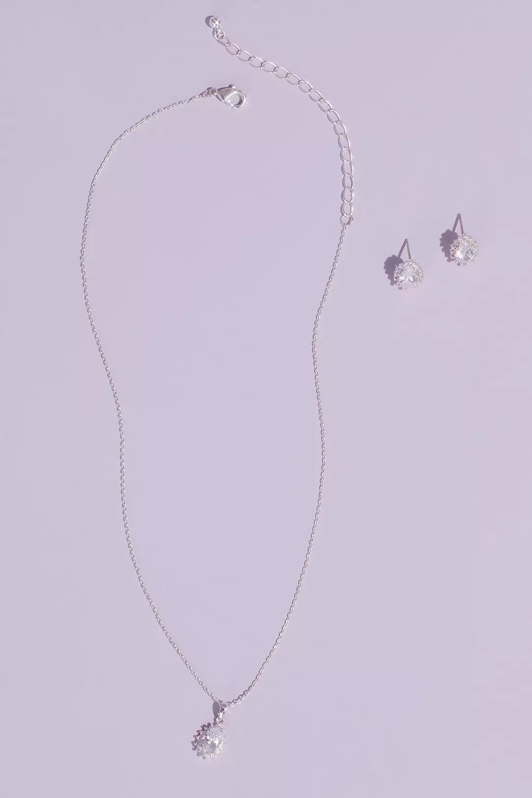 Almond Cubic Zirconia Necklace and Earring Set Image