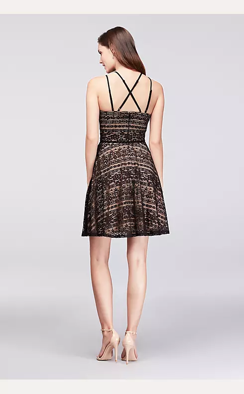 Linear Lace Fit-and-Flare Dress with Double Straps Image 2