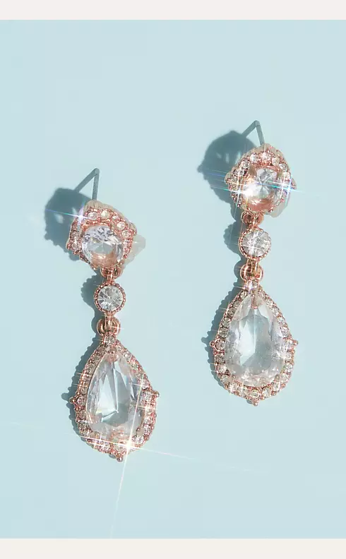 Filigree and Crystal Drop Earrings Image 1