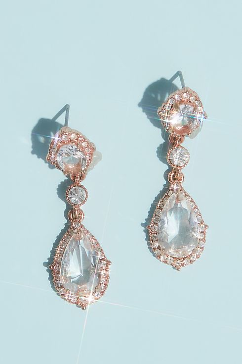 Filigree and Crystal Drop Earrings Image 1