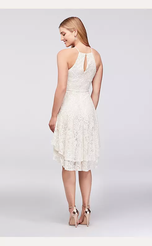 High-Low Tiered Lace Dress with Floral Embroidery Image 2