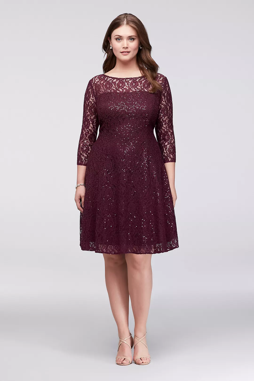 Sequined Lace Fit-and-Flare Dress Image
