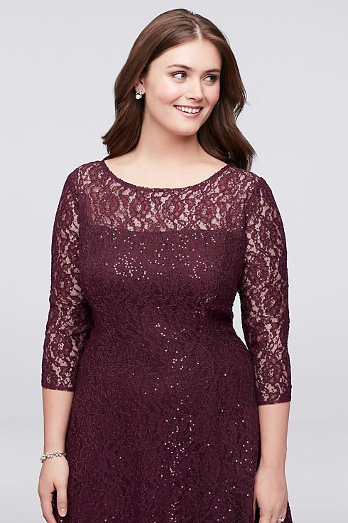 Sequined Lace Fit-and-Flare Dress Image 3