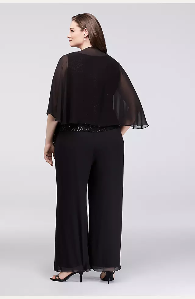 Sequin Lace and Chiffon Plus Size Pant Suit Image 2