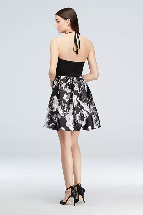 Jersey and Charmeuse Tie-Neck Short Halter Dress Image 2